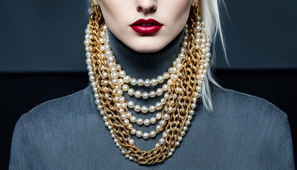 half pearl half gold chain necklace